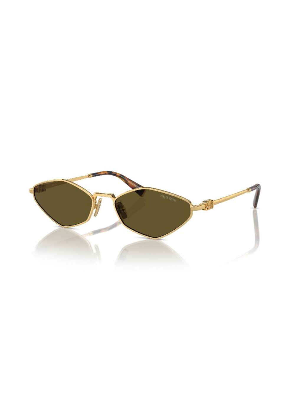 New Miu Miu Women's Sunglasses Gold Aviator Brown Lens Metal Frame MU 56ZS 56